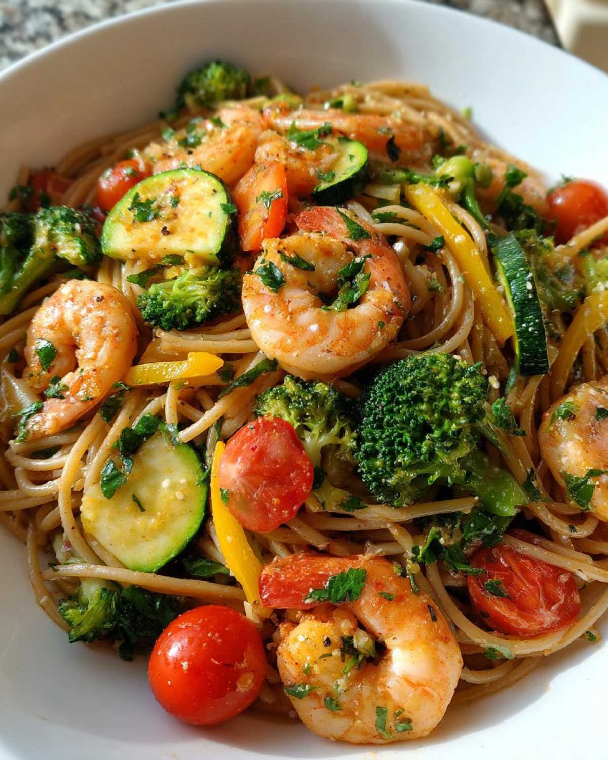 Healthy Shrimp Pasta with Veggies - detail 3