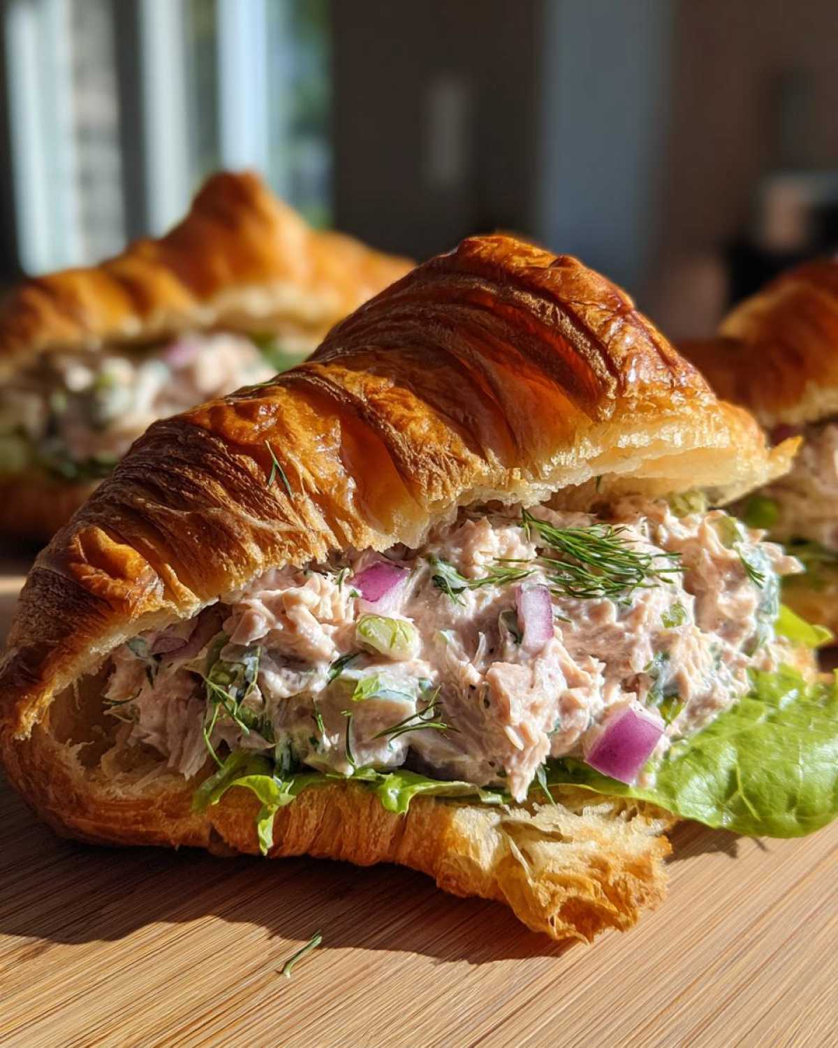 Lemon Dill Tuna Salad Sandwiches on Croissants - detail 1