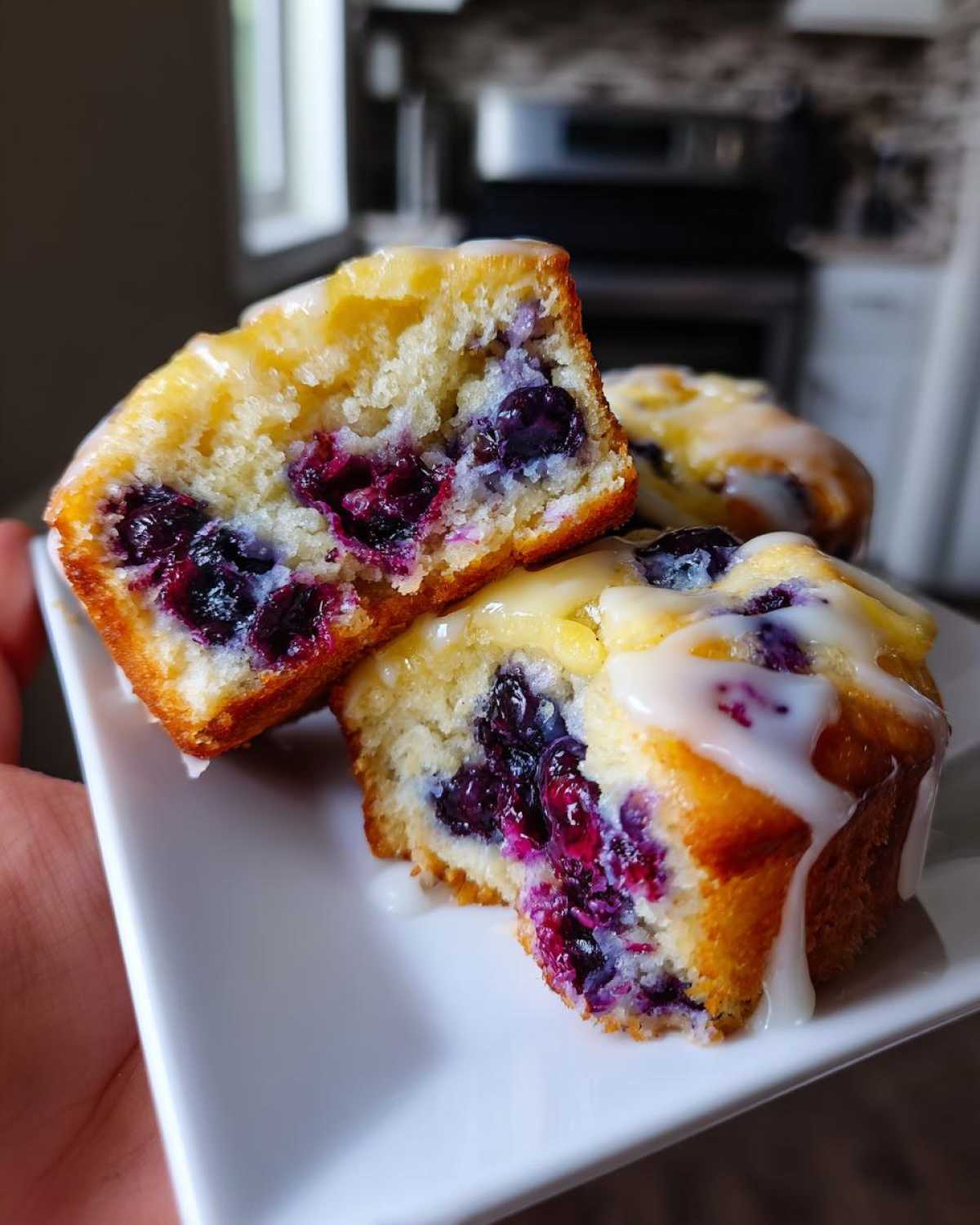 Lemon Glazed Blueberry Muffins - detail 2