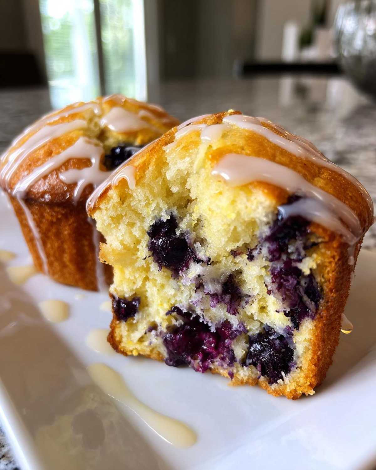 Lemon Glazed Blueberry Muffins - detail 3