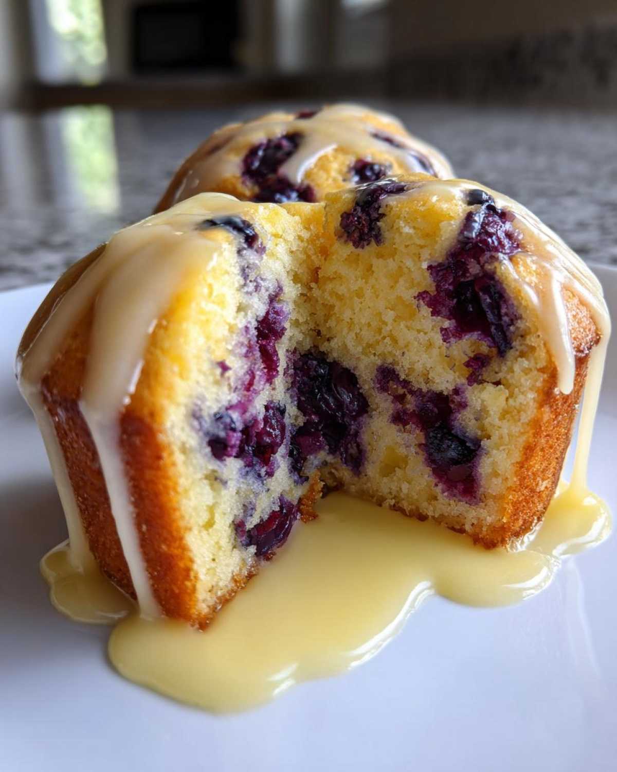 Lemon Glazed Blueberry Muffins - detail 4