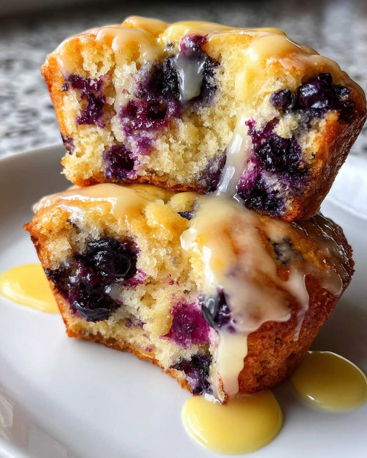 Lemon Glazed Blueberry Muffins - detail 5