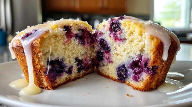 Lemon Glazed Blueberry Muffins