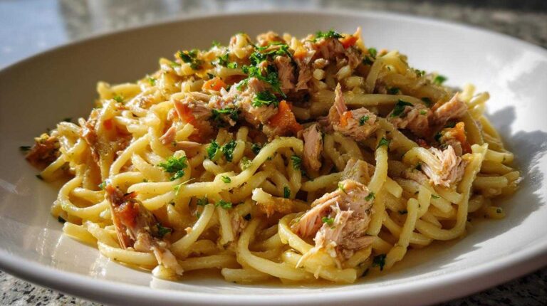 Lemon garlic tuna pasta