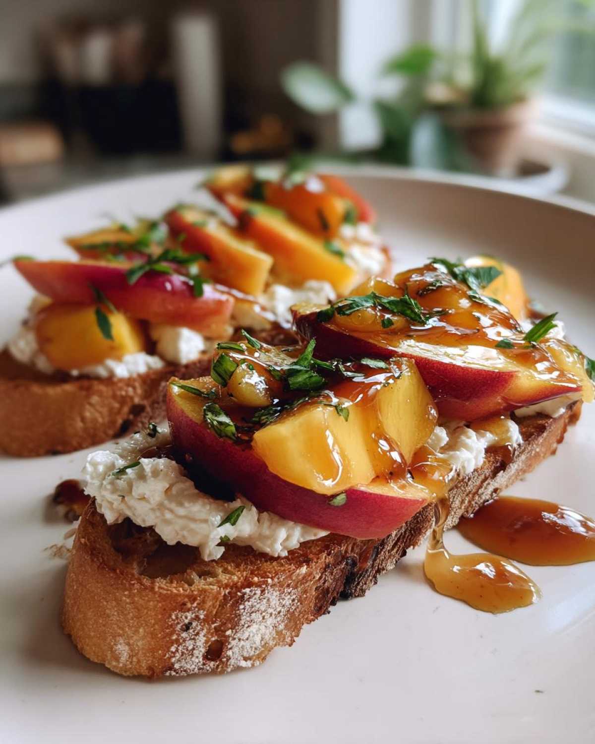 Peach Bruschetta with Goat Cheese & Honey - detail 1