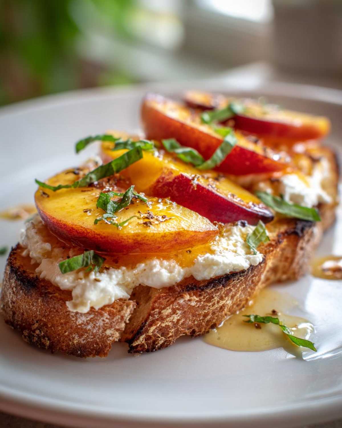 Peach Bruschetta with Goat Cheese & Honey - detail 2