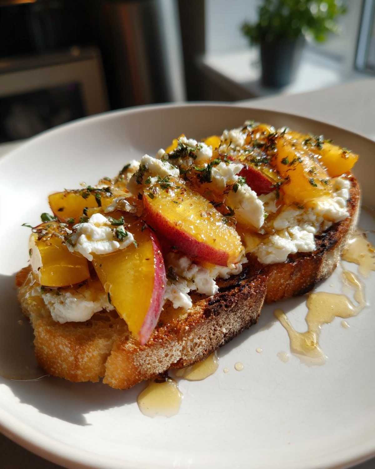 Peach Bruschetta with Goat Cheese & Honey - detail 3