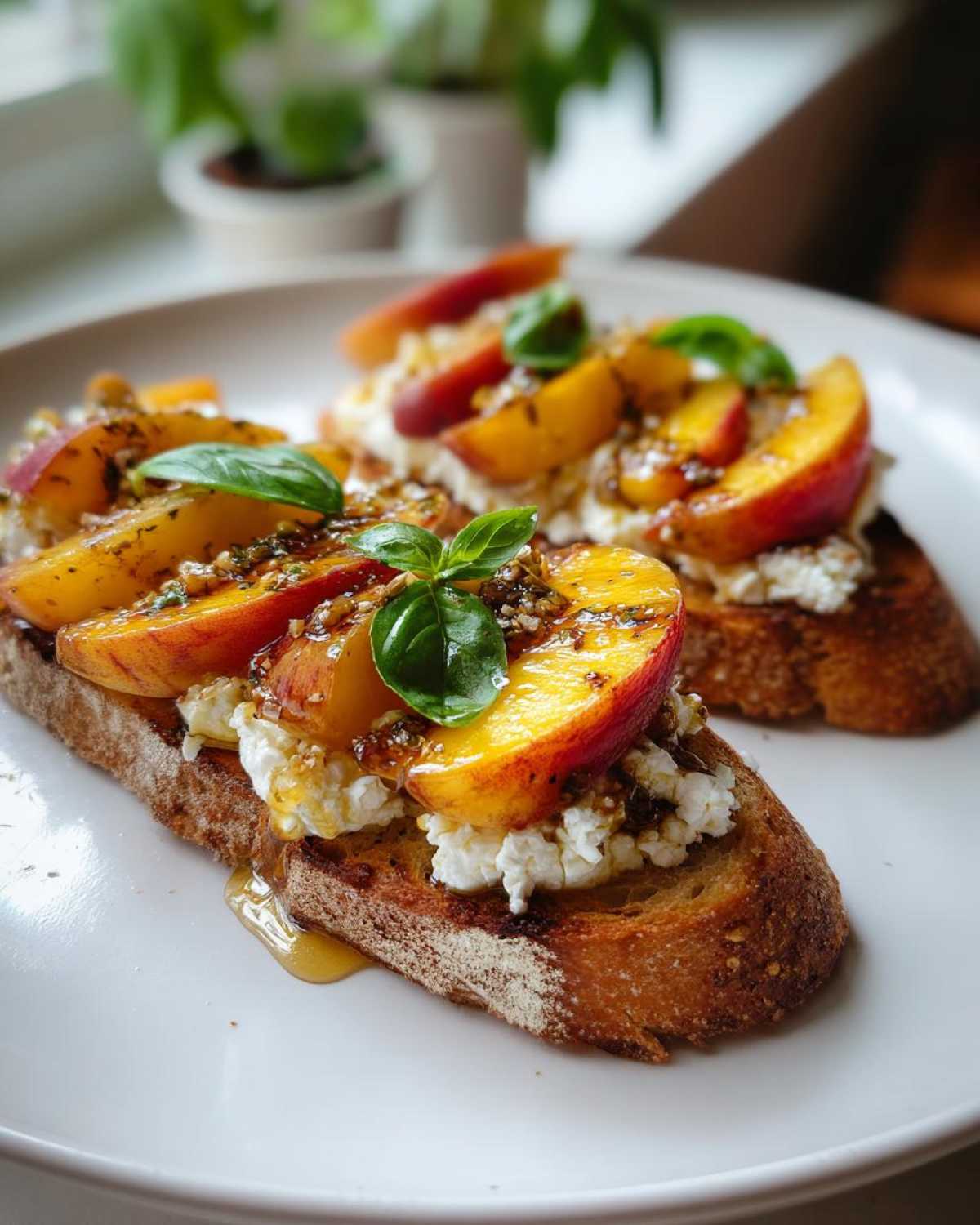 Peach Bruschetta with Goat Cheese & Honey - detail 4