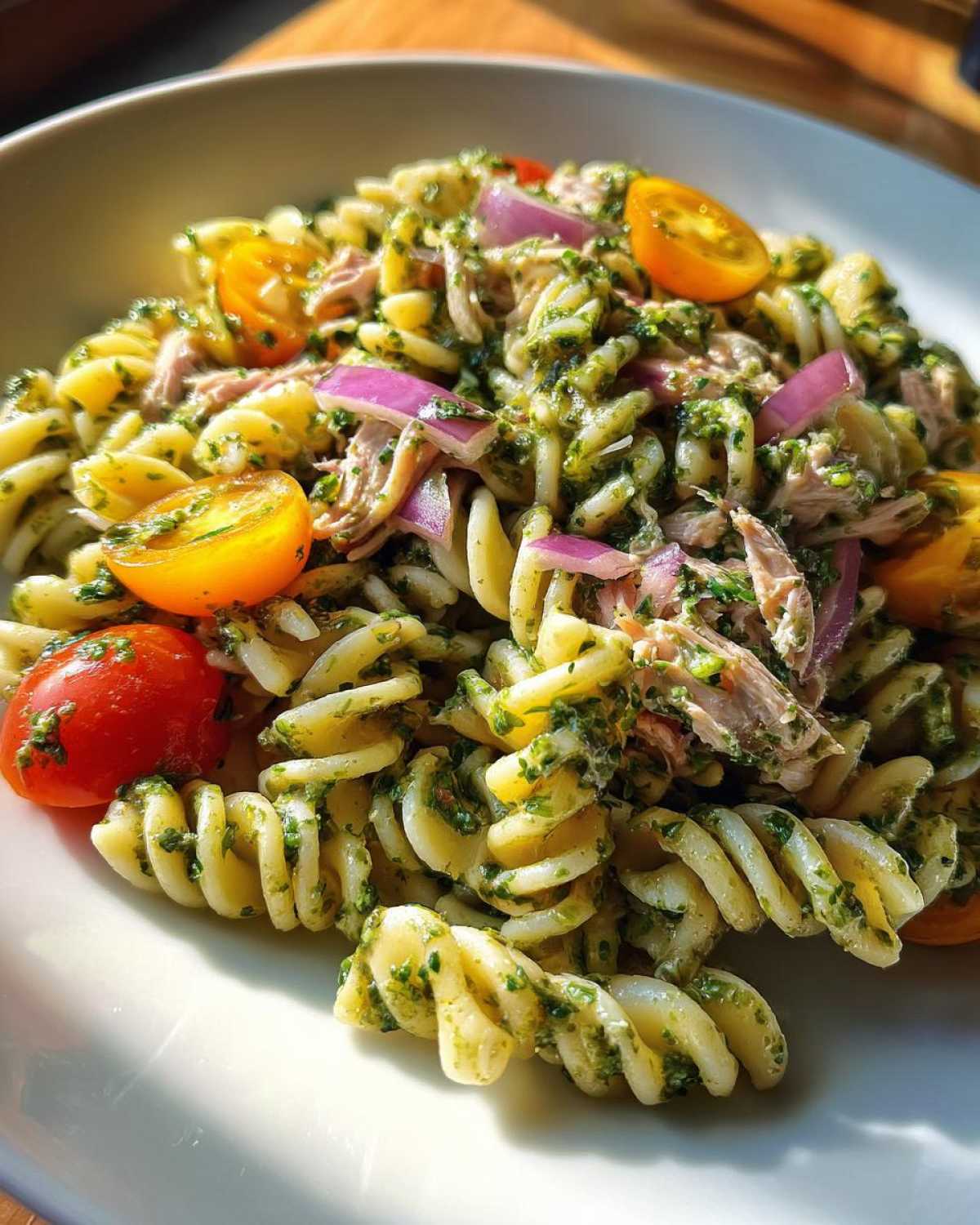 Pesto tuna pasta salad - detail 1