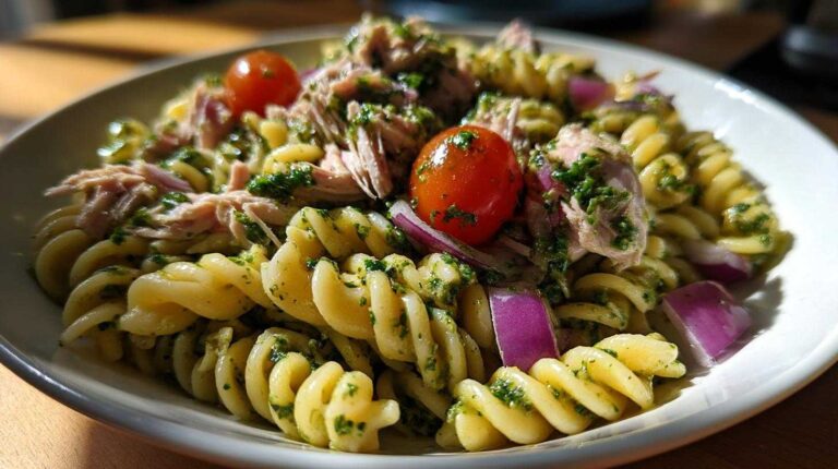 Amazing Pesto Tuna Pasta Salad: 1 Twist Pesto tuna pasta salad