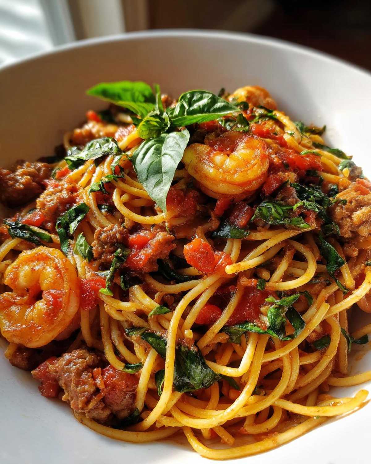 Sausage and Shrimp Pasta with Tomatoes - detail 4