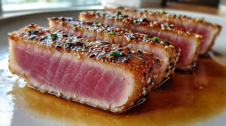 Seared Ahi Tuna Steaks with a Ginger Soy Marinade