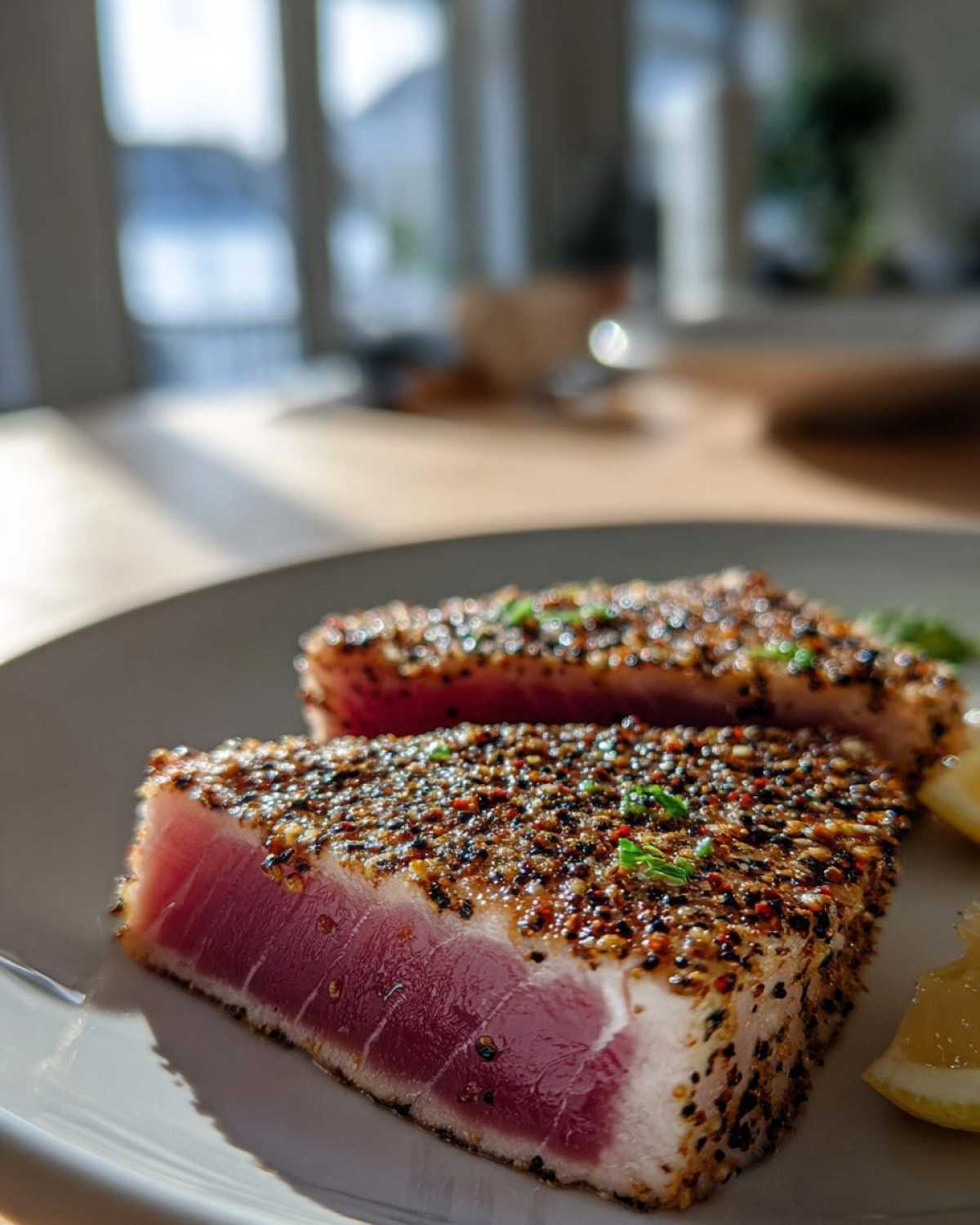Seared tuna steak with lemon pepper - detail 1