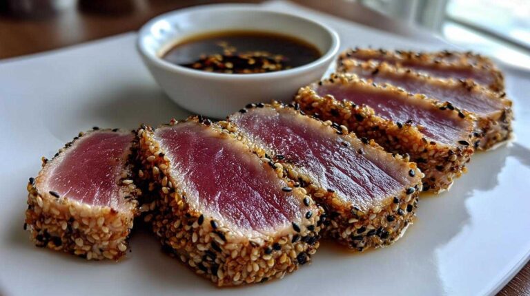 Sesame-Crusted Tuna Steak: Delicious 2-minute sear Sesame-crusted tuna steak