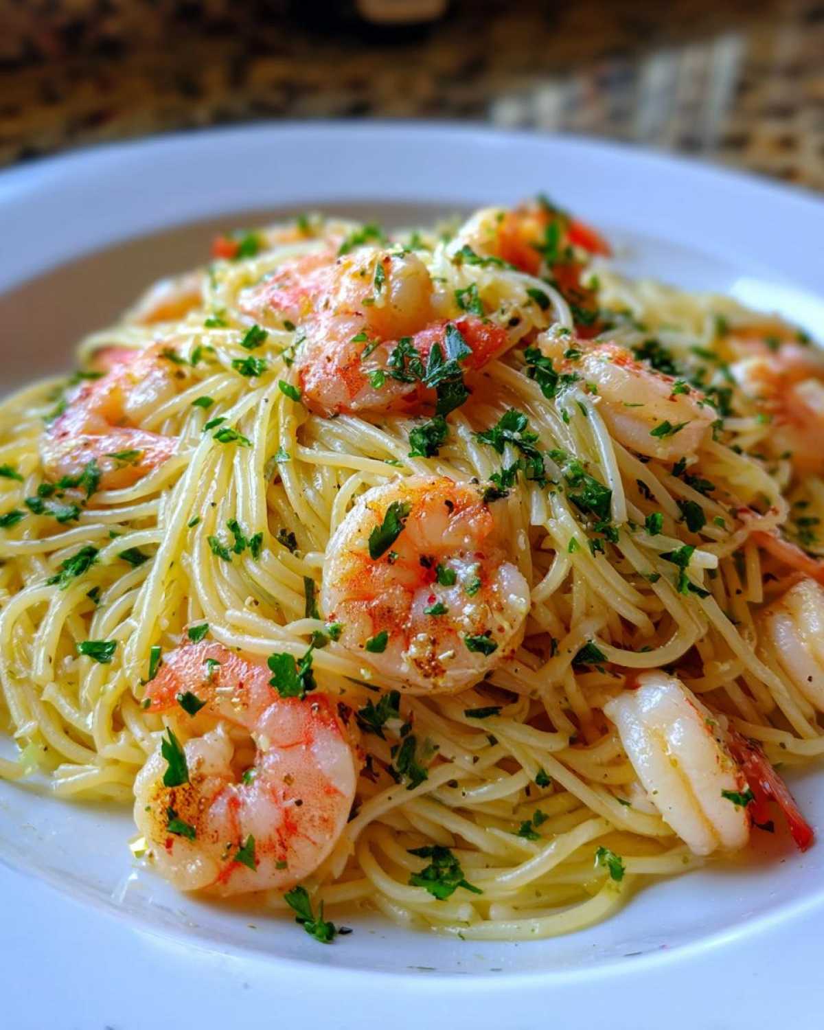 Shrimp Angel Hair Pasta with Olive Oil - detail 1