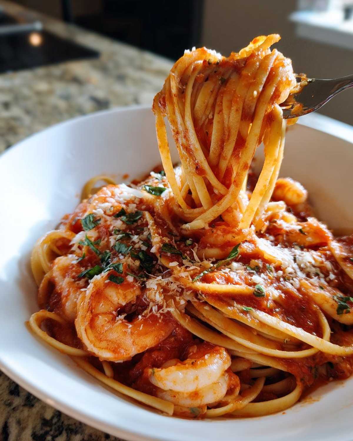 Shrimp Marinara Pasta - detail 1