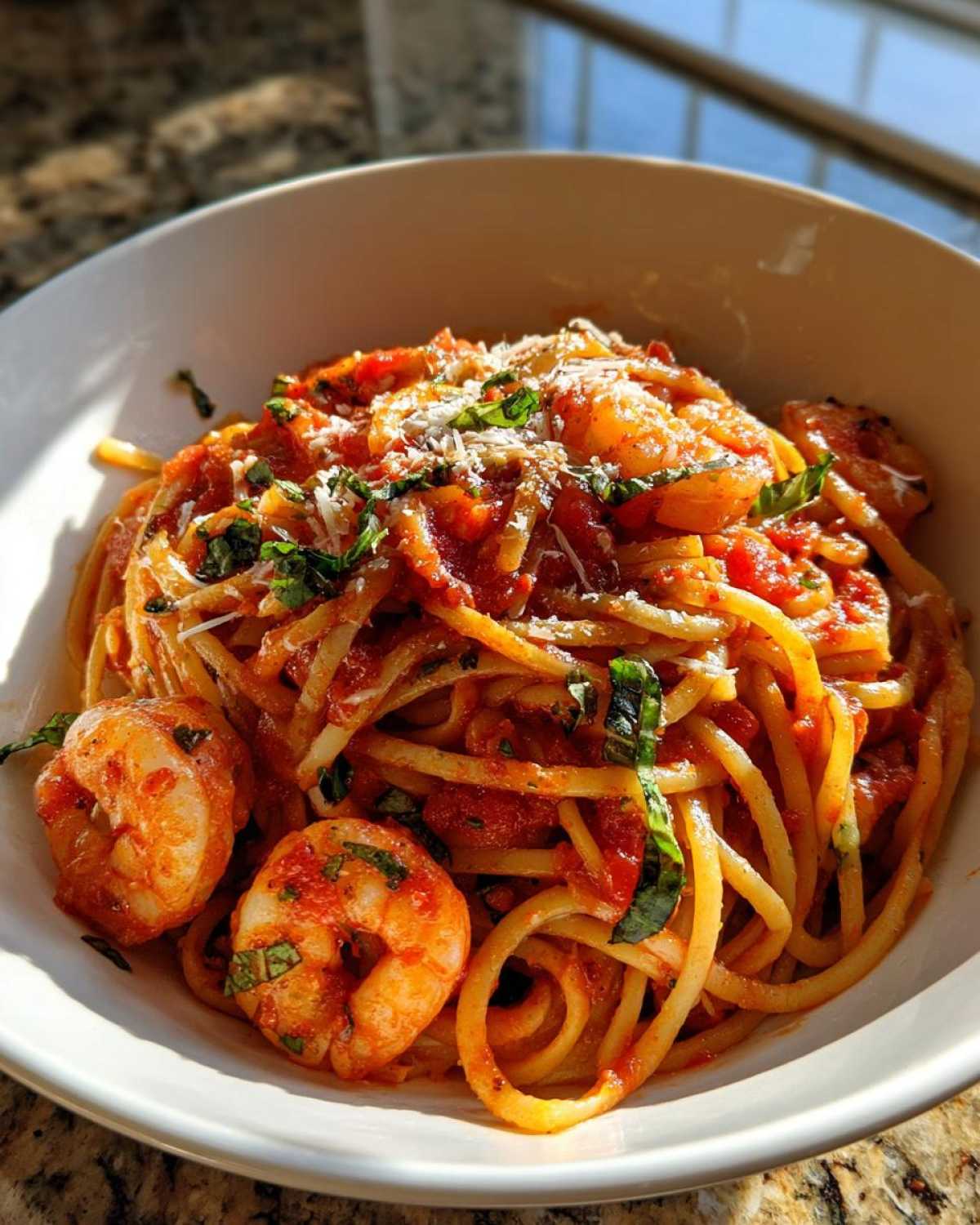 Shrimp Marinara Pasta - detail 2