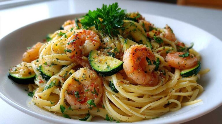 Shrimp Pasta Toss with Zucchini and Garlic