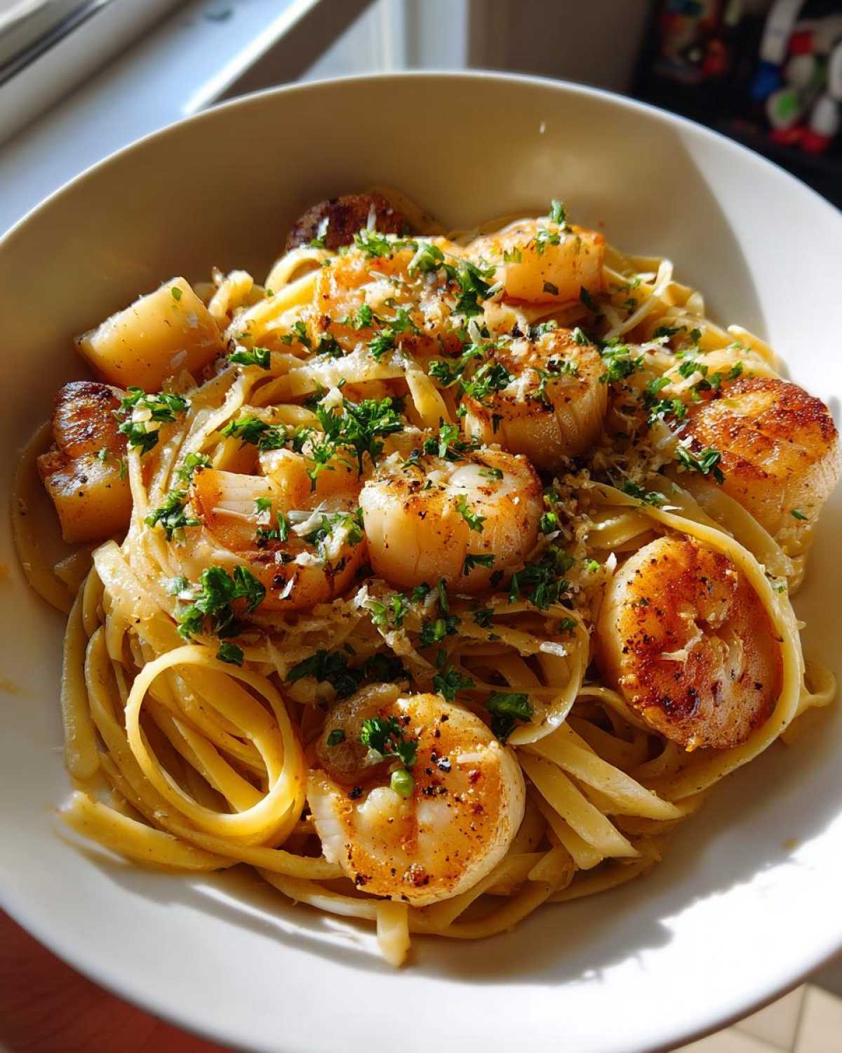 Shrimp and Scallop Pasta in Garlic Sauce - detail 3