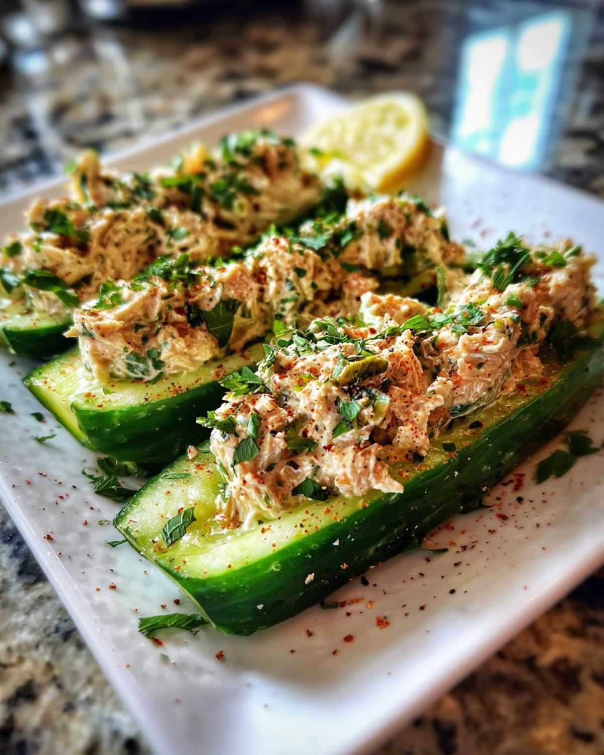 Tuna salad-stuffed cucumbers - detail 2