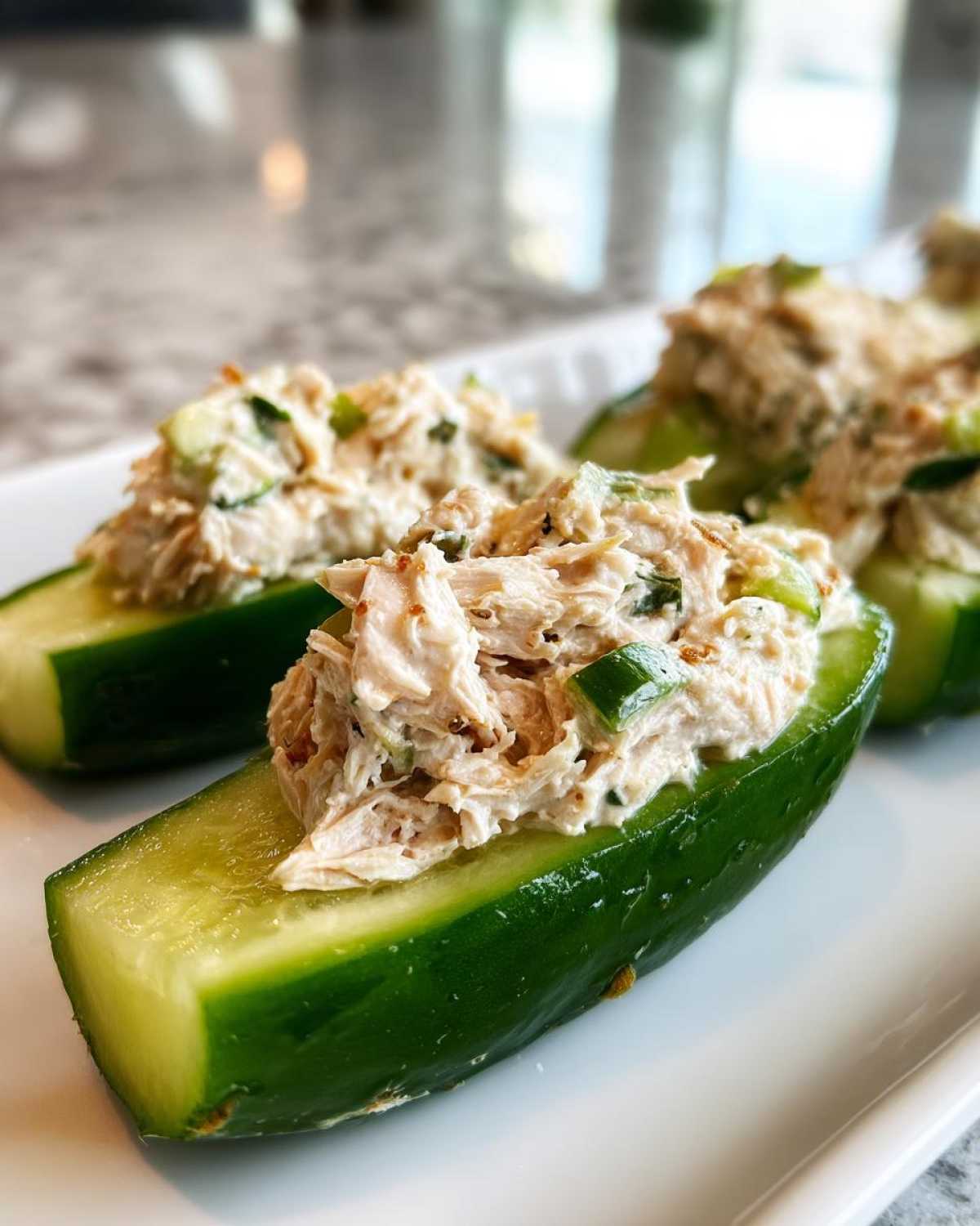Tuna salad-stuffed cucumbers - detail 3