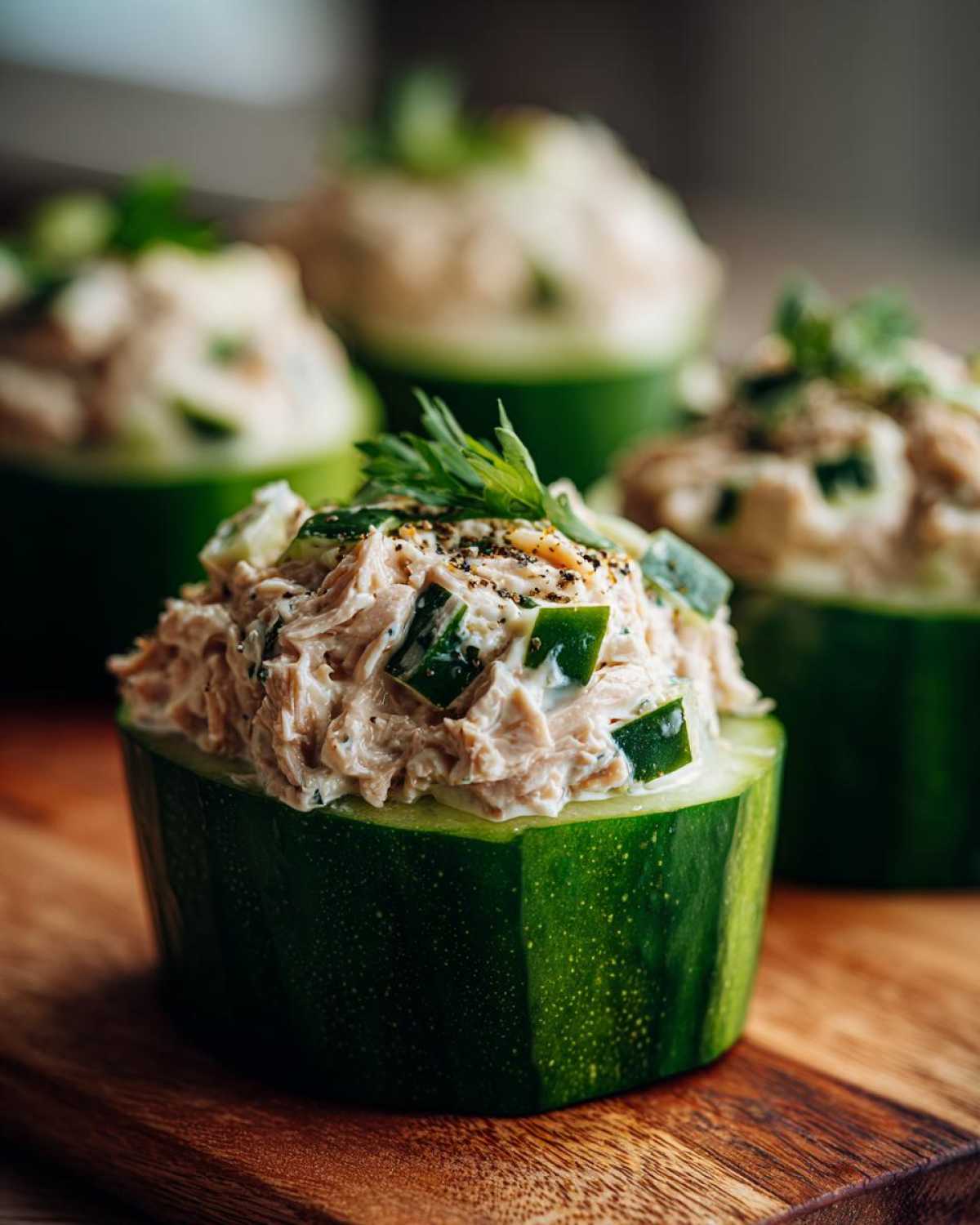 Tuna salad-stuffed cucumbers - detail 4