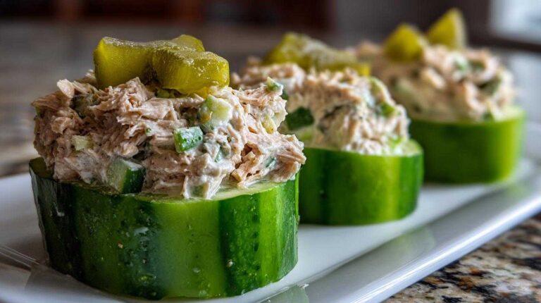 Tuna salad-stuffed cucumbers