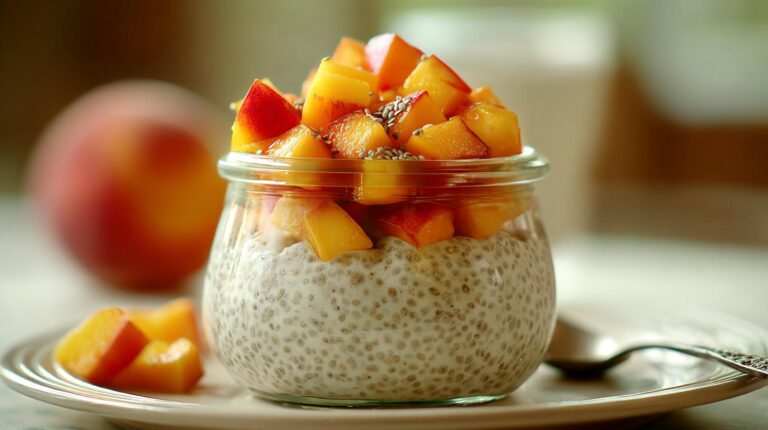 Vegan Coconut-Peach Chia Pudding