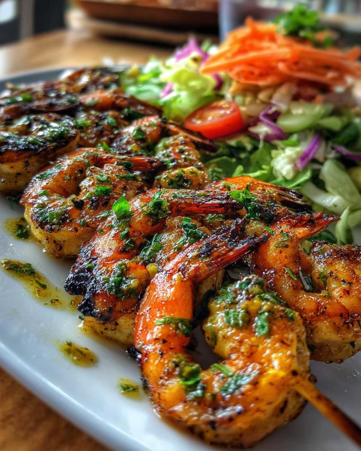 Grilled Shrimp Skewers with Veggie Salad - detail 2