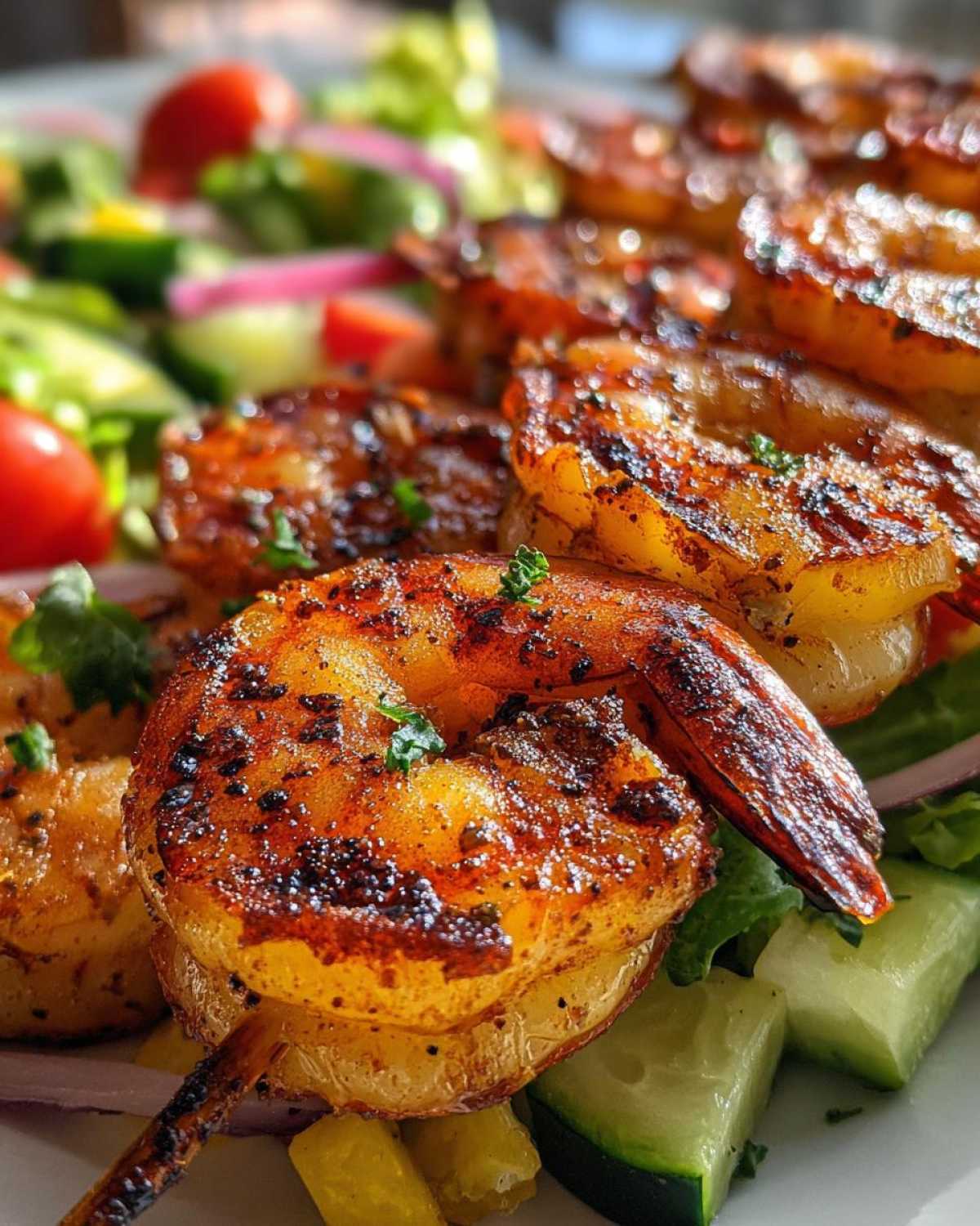Grilled Shrimp Skewers with Veggie Salad - detail 3