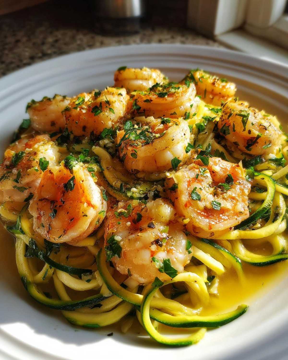 Lemon Garlic Shrimp Zoodles - detail 2