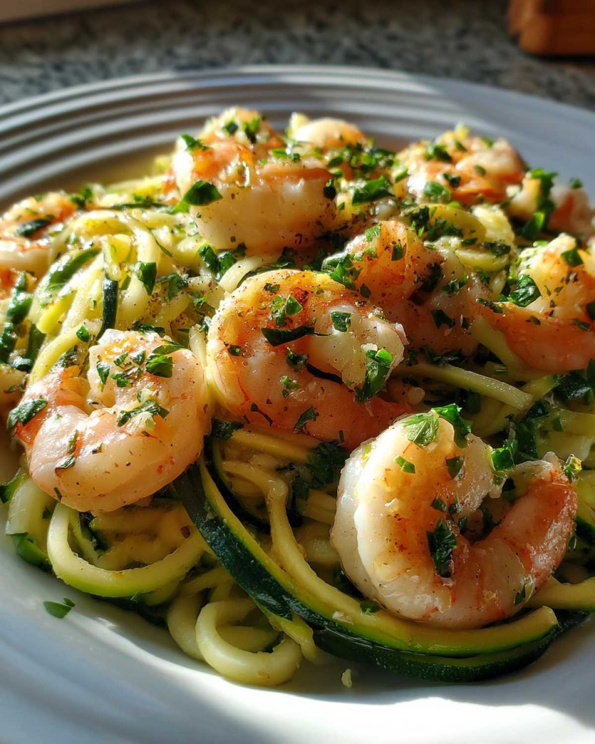 Lemon Garlic Shrimp Zoodles - detail 3