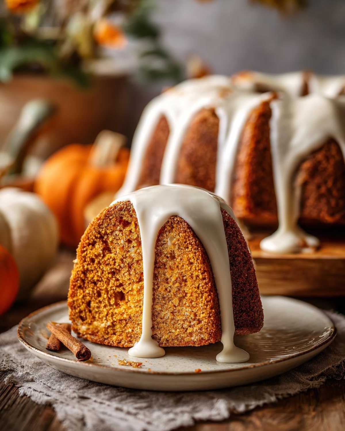 Pumpkin Spice Bundt Cake with Cream Cheese Glaze - detail 1