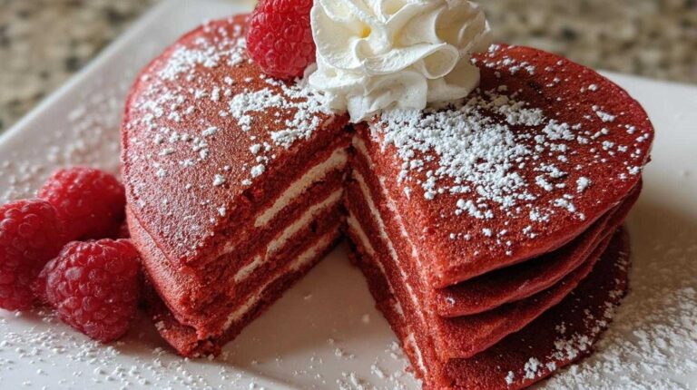 Heart-Shaped Red Velvet Pancakes (Valentine’s Breakfast)
