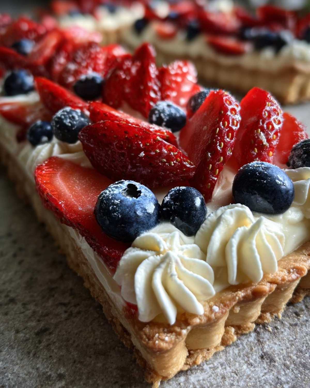 Patriotic Berry Flag Tart (Fourth of July Dessert) - detail 3