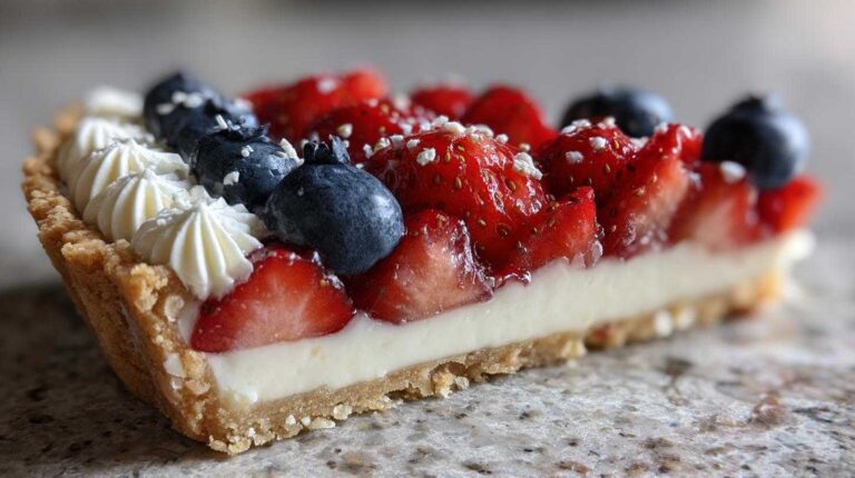 Patriotic Berry Flag Tart (Fourth of July Dessert)