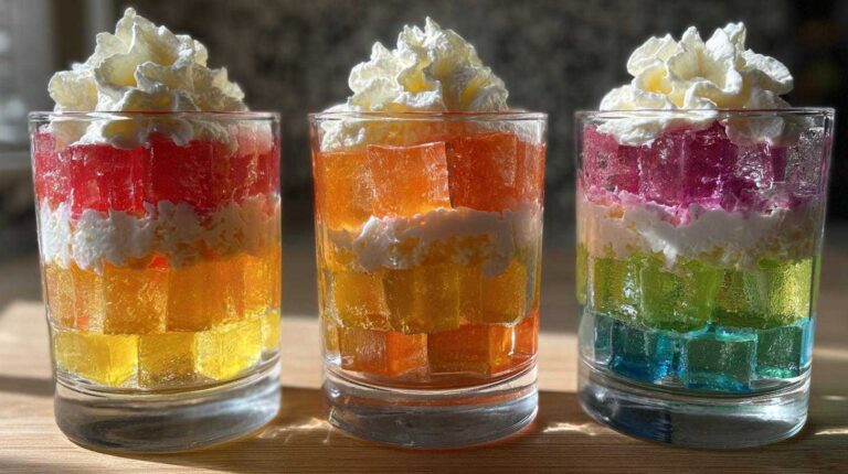 Rainbow Jello Parfait Cups (Kid-Friendly Colorful Treat)
