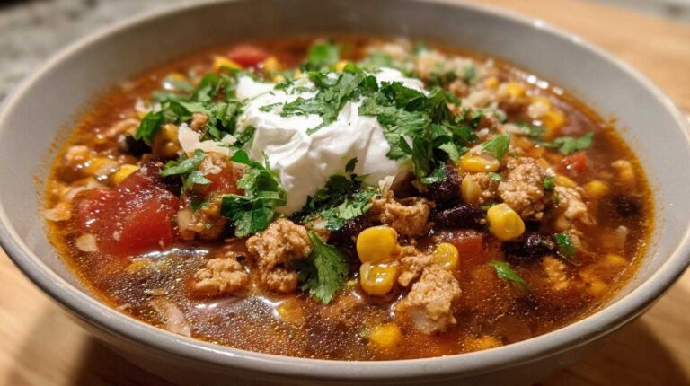 Skinny Turkey Taco Soup (Flavorful & Low-Cal)