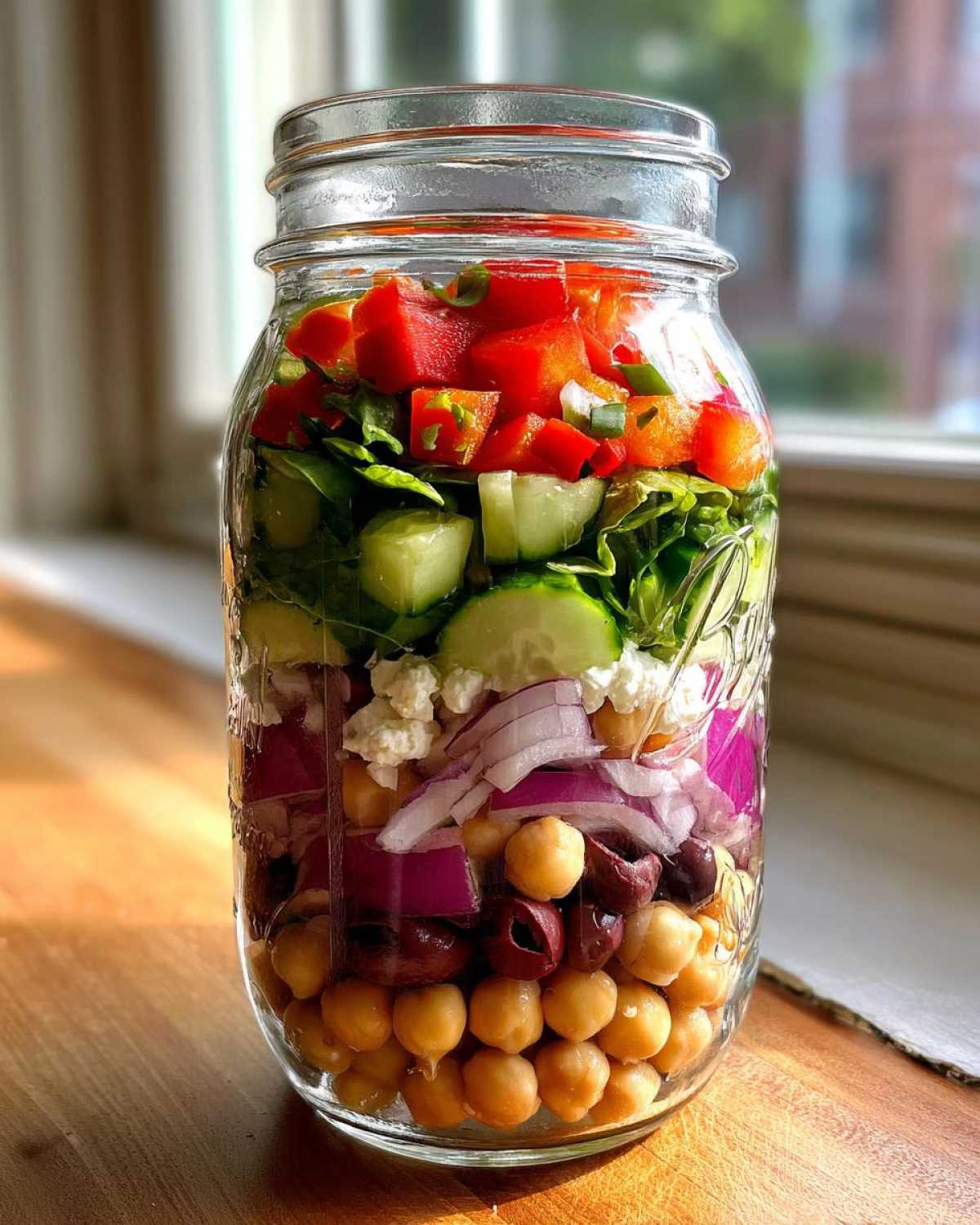 Mason Jar Greek Salad (Easy Meal Prep Lunch) - detail 1