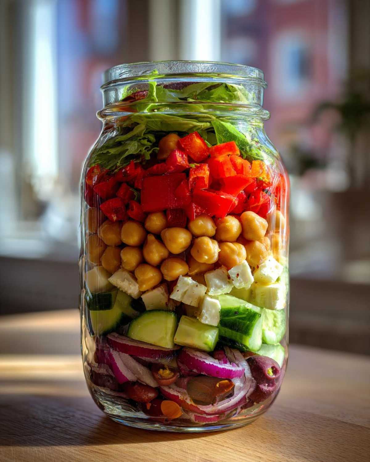 Mason Jar Greek Salad (Easy Meal Prep Lunch) - detail 2