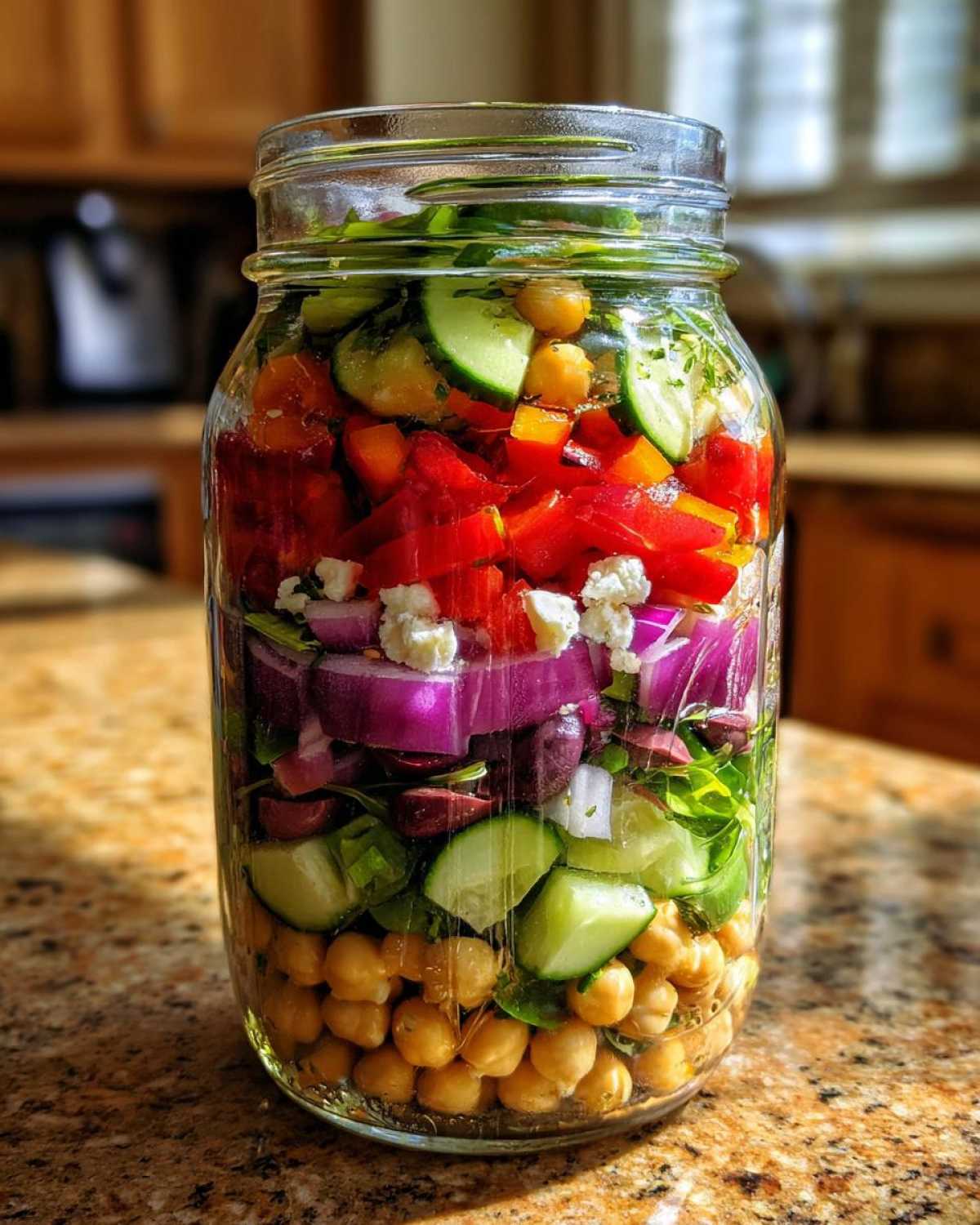 Mason Jar Greek Salad (Easy Meal Prep Lunch) - detail 3