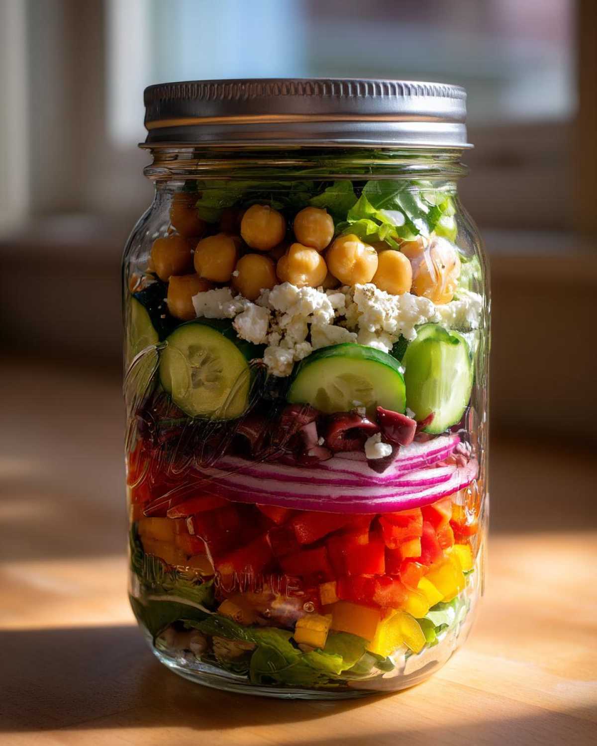 Mason Jar Greek Salad (Easy Meal Prep Lunch) - detail 4