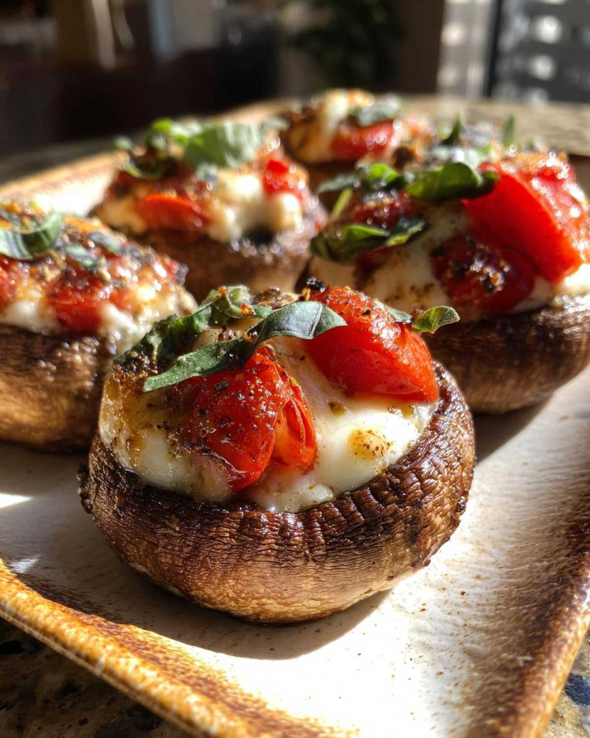 Caprese Stuffed Mushrooms (Quick 20-Min Appetizer) - detail 1