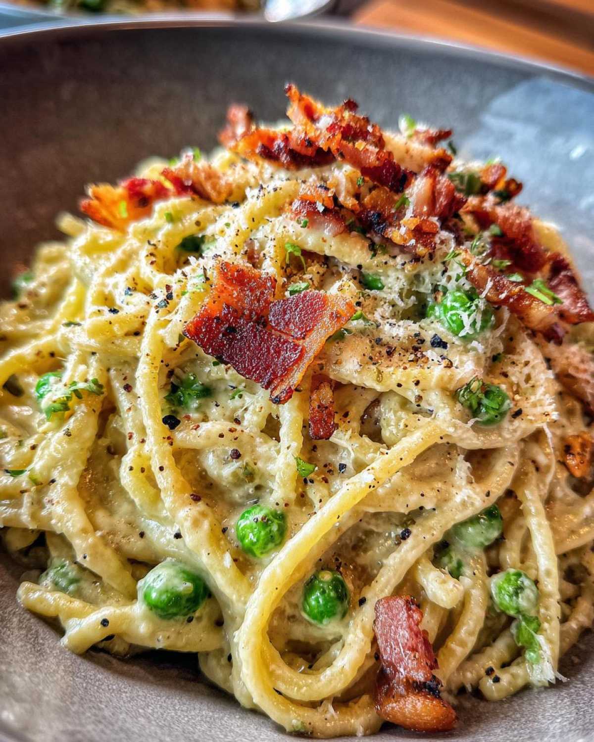Pea & Bacon Carbonara (20-Minute Pasta) - detail 2