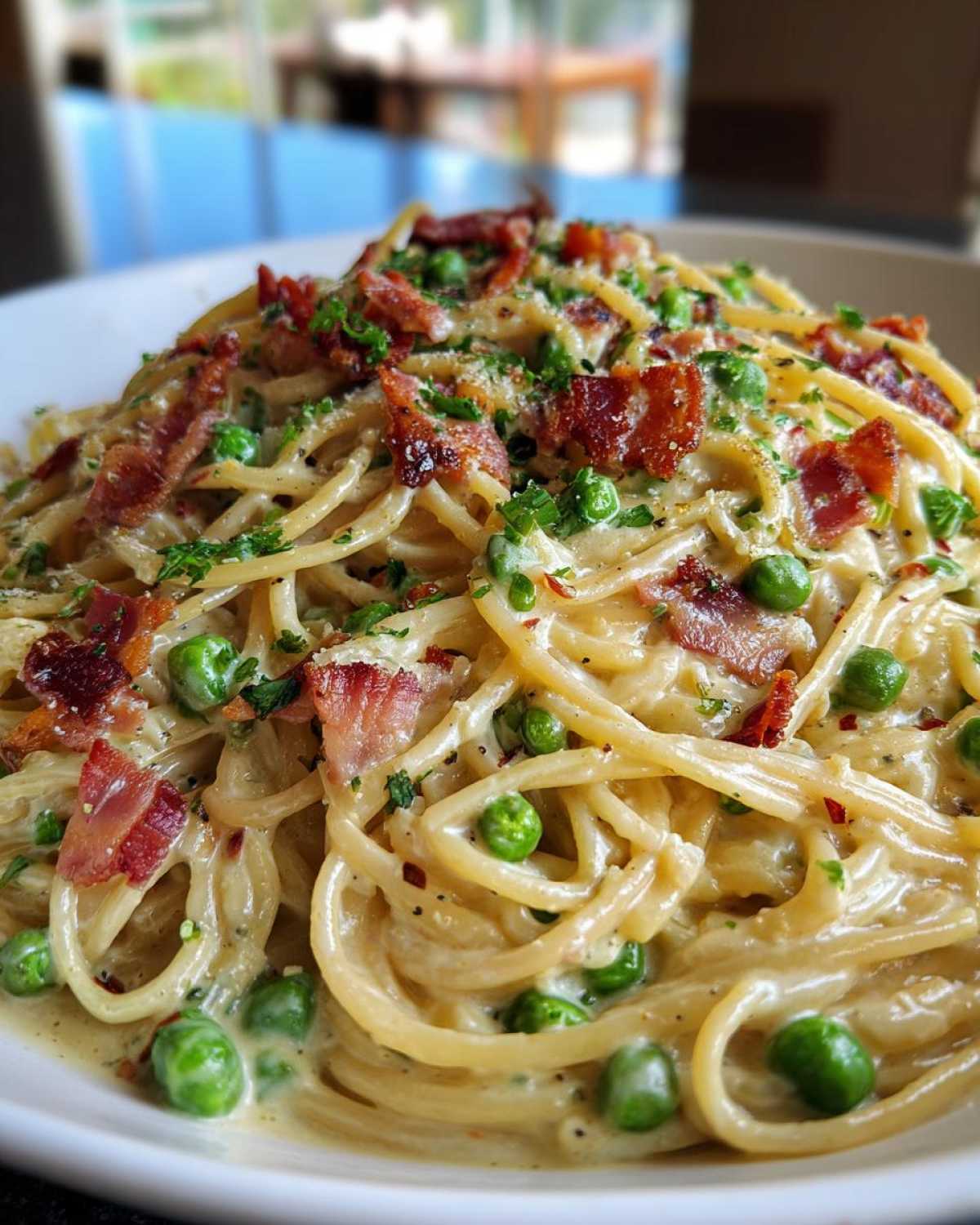 Pea & Bacon Carbonara (20-Minute Pasta) - detail 3