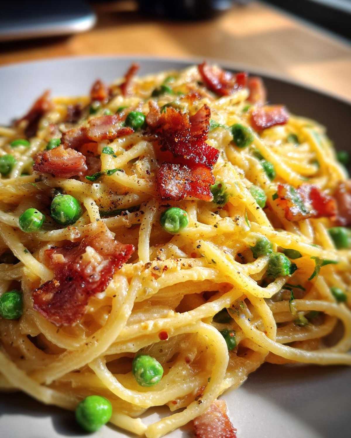 Pea & Bacon Carbonara (20-Minute Pasta) - detail 4