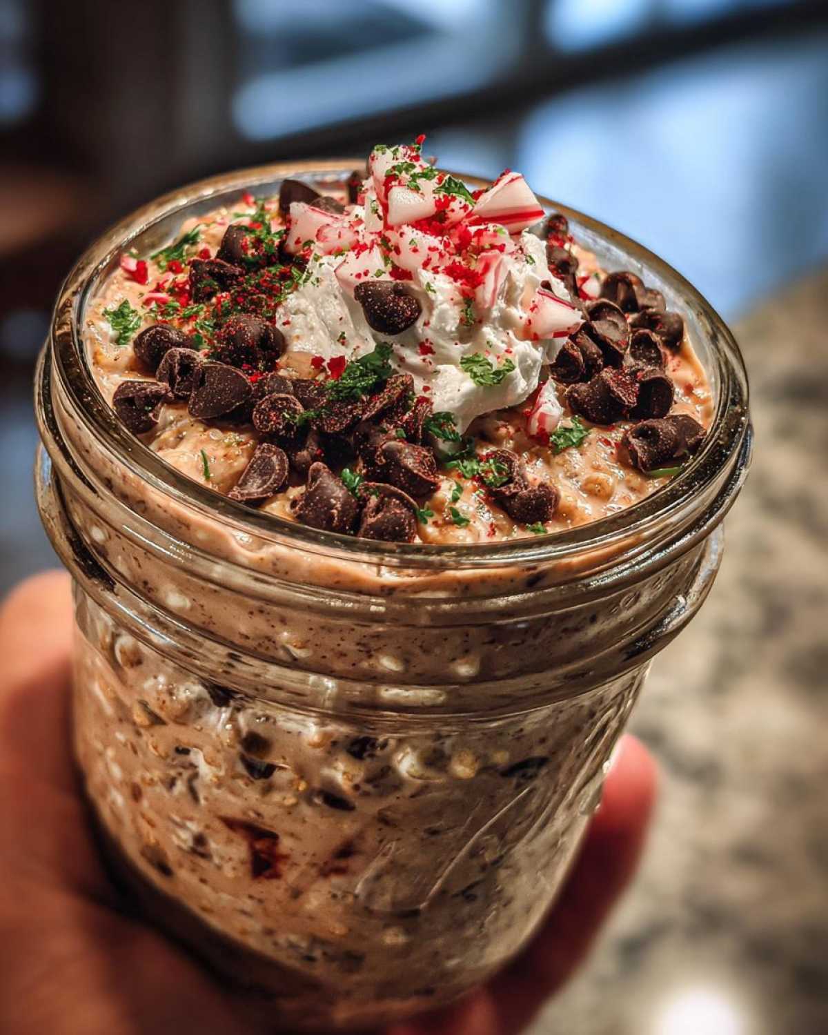 Peppermint Mocha Overnight Oats (5-Min Prep Breakfast) - detail 2