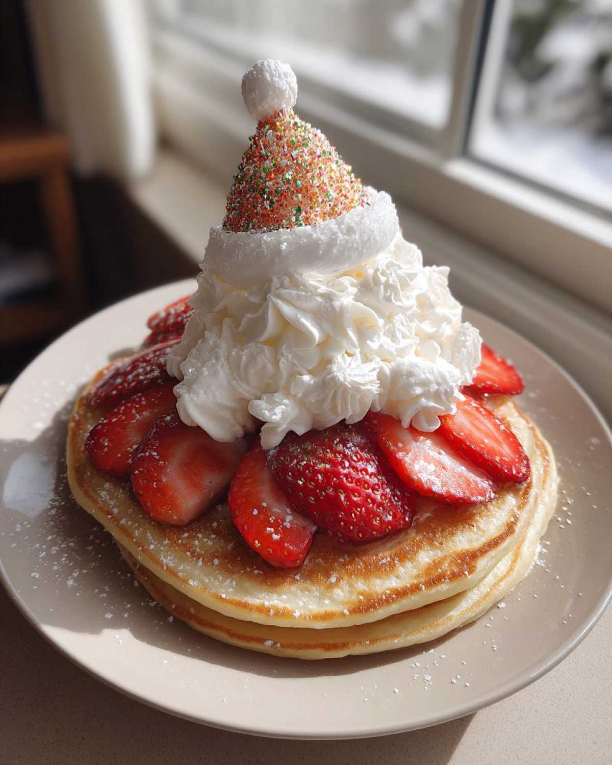 Santa Hat Pancakes (Fun Christmas Morning Treat, 15 Minutes) - detail 1