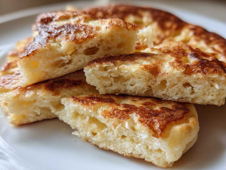 Close-up showing the fluffy, airy interior texture of the amazing banana pancakes.