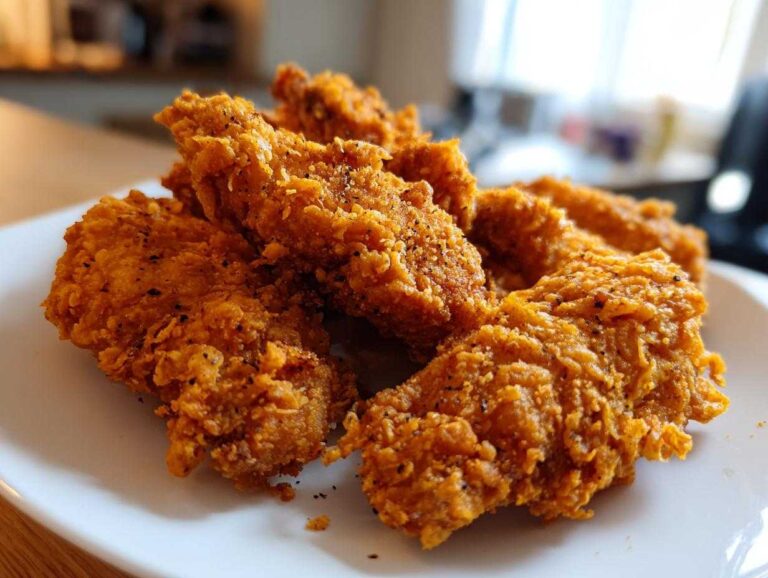 Close-up of several perfectly crispy and golden fried chicken wings seasoned with black pepper on a white plate.